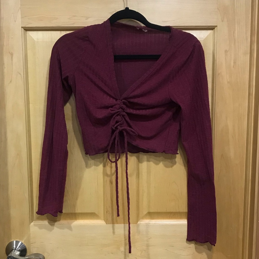 LA Hearts lace up long sleeve crop top sz M